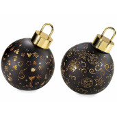 Set 4 globuri Craciun sticla neagra aurie 14.5x16 cm