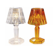 Set 2 veioze plastic maro ambra transparent cu led Ø 6,5 cm x 12 H