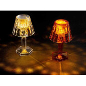 Set 2 veioze plastic maro ambra transparent cu led Ø 6,5 cm x 12 H