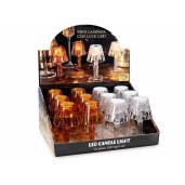 Set 2 veioze plastic maro ambra transparent cu led Ø 6,5 cm x 12 H