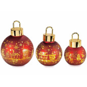 Set 3 globuri Craciun sticla rosie aurie 14.5x19.5 cm, 11.5x16.5 cm, 10x14 cm