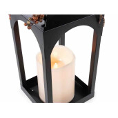 Felinar metal negru cu lumanare led decor Dovleci cm 17x17x47 H