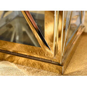 Set 2 felinare metal auriu 14x14.5x33 cm, 19x19x47.5 cm