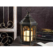 Set 2 felinare plastic negru auriu cu led 14x12.5x27 cm