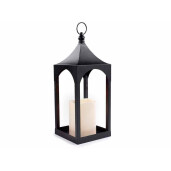 Felinar metal negru cu lumanare led cm 17x17x47 H