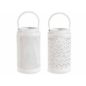 Set 2 felinare metal alb 15x38 cm