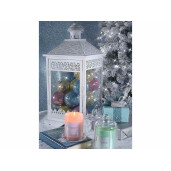 Set 3 felinare metal alb 24x24x58 cm, 18x18x44 cm, 13.5x13.5x32 cm