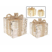Set 2 decoratiuni metal auriu leduri 41x41x46 cm, 31x31x36 cm
