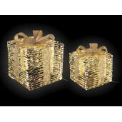 Set 2 decoratiuni metal auriu leduri 41x41x46 cm, 31x31x36 cm