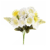 Buchet flori artificiale Gura Leului si Papadie galben alb verde 28 cm