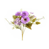 Buchet flori artificiale Anemona mov verzi 29 cm