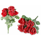 Set 4 buchete Trandafiri artificiali rosii verzi 46 cm