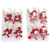 Set 40 ornamente brad Craciun lemn textil cu clips 5x9 cm