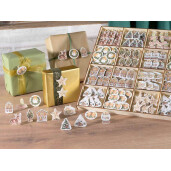 Set 288 ornamente brad Craciun lemn multicolor 3,2 x 3.2 H