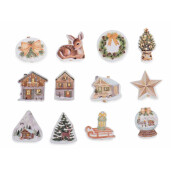 Set 288 ornamente brad Craciun lemn multicolor 3,2 x 3.2 H