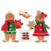 Set 6 ornamente brad Turta Dulce textil multicolor 4x5.5 cm