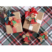 Set 6 ornamente brad Turta Dulce textil multicolor 4x5.5 cm