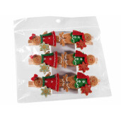 Set 6 ornamente brad Turta Dulce textil multicolor 4x5.5 cm