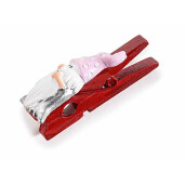 Set 6 decoratiuni Mos Craciun cu clips 2.5x4.5 cm