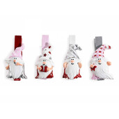 Set 6 decoratiuni Mos Craciun cu clips 2.5x4.5 cm