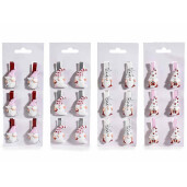 Set 6 decoratiuni Mos Craciun cu clips 2.5x4.5 cm