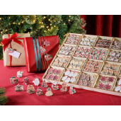 Set 288 ornamente brad Craciun lemn multicolor  3,2 x 3 H