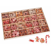 Set 288 ornamente brad lemn cu clips 44x29x3 cm
