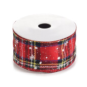 Panglica Craciun textil multicolor II 6.3 cm x 10 m