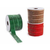 Set 3 role panglica Craciun catifea multicolora mm 25 x 15 m