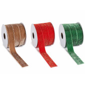 Set 3 role panglica Craciun catifea multicolora mm 25 x 15 m