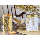 Set 6 cutii depozitare, Craciun metal alb auriu cm 11,5 x 9 x 12 H