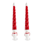 Set 2 sfesnice, 2 lumanari Craciun Ø 4 cm x 26 H