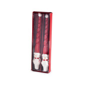 Set 2 sfesnice, 2 lumanari Craciun Ø 4 cm x 26 H