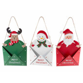 Set 3 ornamente brad Craciun metal multicolor 10x17 cm