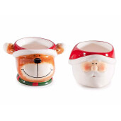 Set 2 decoratiuni ceramica Craciun 11.5x9x7 cm