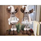 Set 2 figurine Reni textil alb maro 17x13x54 cm