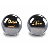 Set 2 sfere decorative sticla gri cu led Love Dream Ø 12 cm x 10,5 H 