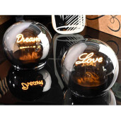 Set 2 sfere decorative sticla gri cu led Love Dream Ø 12 cm x 10,5 H 