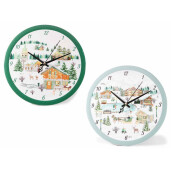 Set 2 ceasuri Craciun masa, perete ceramica multicolora Ø 25 cm