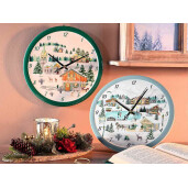 Set 2 ceasuri Craciun masa, perete ceramica multicolora Ø 25 cm