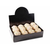 Set 12 globuri brad Craciun sticla alba sclipici auriu 8 cm