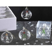 Set 4 globuri brad Craciun sticla multicolora 6 cm