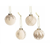 Set 12 globuri brad Craciun sticla crem Ø 7,5 cm