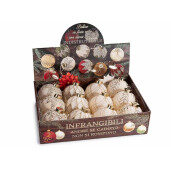 Set 12 globuri brad Craciun sticla crem Ø 7,5 cm