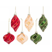 Set 12 globuri brad Craciun sticla multicolora Ø 6,5 cm x 12 H