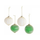 Set 12 globuri brad Craciun sticla alba verde Ø 8 cm
