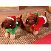 Set 2 figurine Catelusi Craciun textil multicolor cm 10 x 27 x 19 H