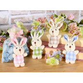 Set 12 figurine Iepurasi textil multicolor 5.5x3x10 cm