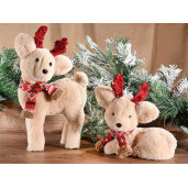 Set 2 figurine Reni textil crem rosu 18.5x11x32 cm, 19.5x10x20 cm