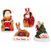 Set 4 figurine Craciun polirasina multicolora cm 4 x 4 x 6,5 H